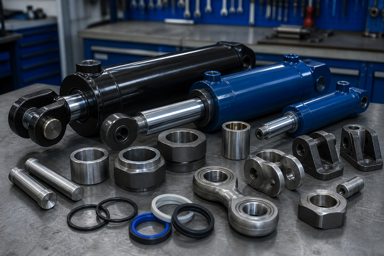 Lifting cylinders and hydraulic machine parts for heavy equipment service